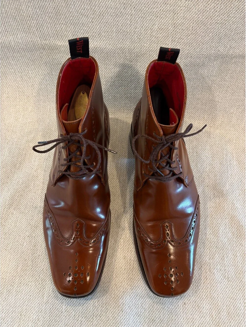 Jeffery-West Men's Tan Leather Wingtip Brogue Boots  England Size UK 8 / US 9